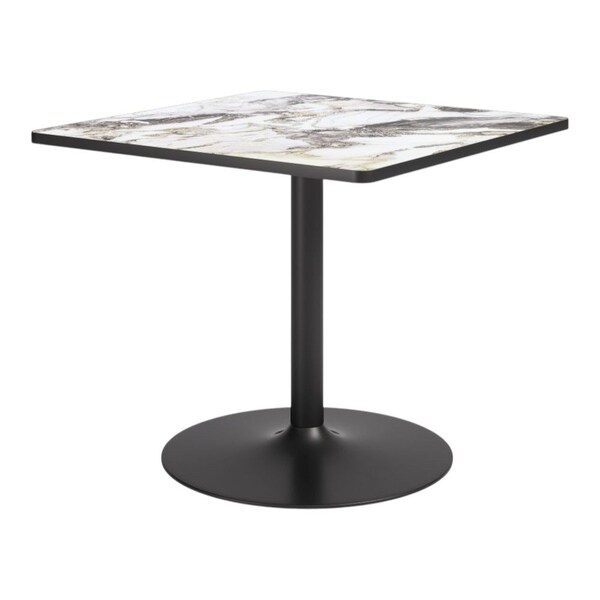 Homeroots 36" Gray Glass and Steel Pedestal Base Square Dining Table 720927 - main