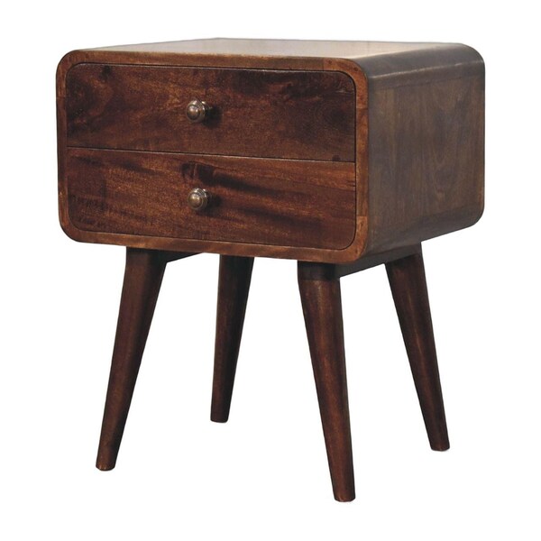 Homeroots 22" Walnut Solid Wood Two Drawer Nightstand 722568 - main