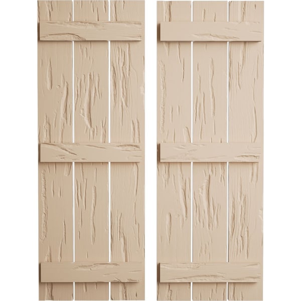 Ekena Millwork Rustic Three Board Spaced Board-n-Batten Pecky Cypress Faux Wood Shutters, 17 1/2"W x 76"H SHUBSS17X76PCPR - main