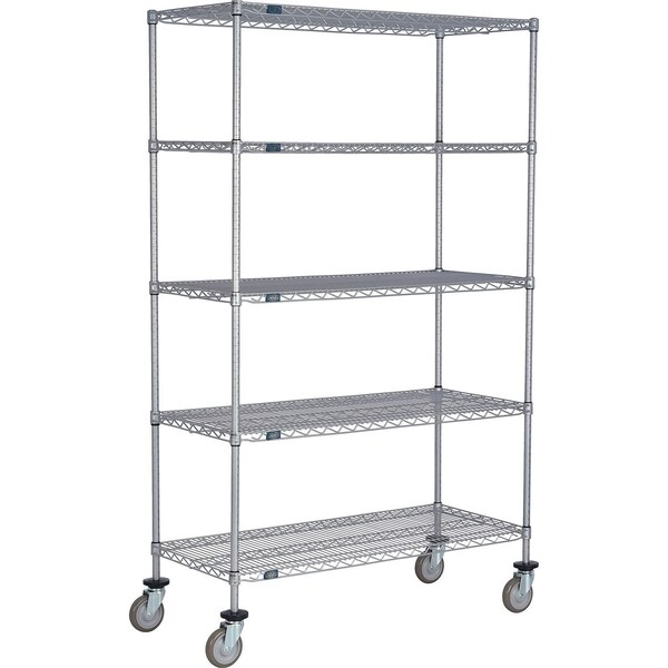 Global Industrial Nexel 5 Shelf Truck, Nexelate, 42"W x 18"D x 80"H, Polyurethane Swivel Casters B3156028 - main