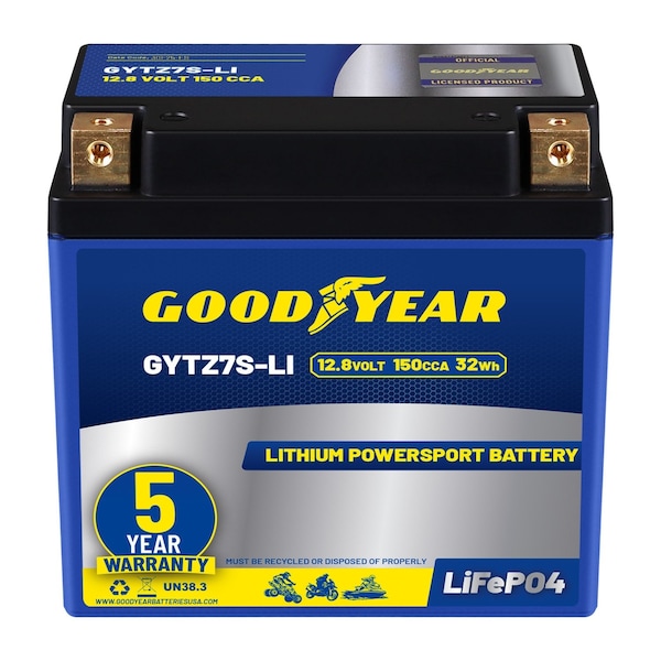 Goodyear GYTZ7S-LI Lithium LiFePO4 12.8V 150CCA Rechargeable High Performance Powersport Battery GY4148416 - main