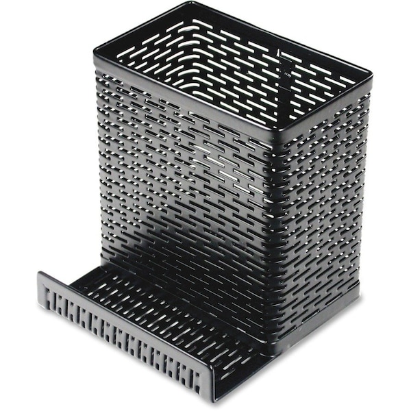 Artistic Punched Metal Pencil CupCell Phone Stand, Black AOPART20014 - main