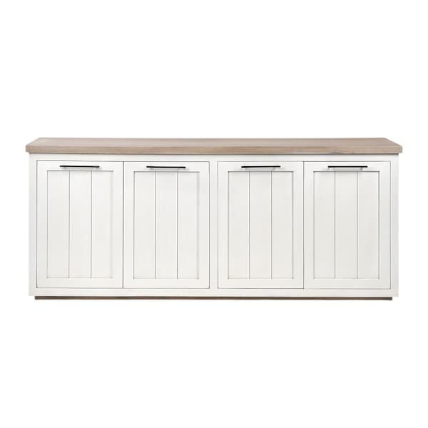 Homeroots 73in Brown and White Solid Wood Sideboard with Four Doors 380252 - main