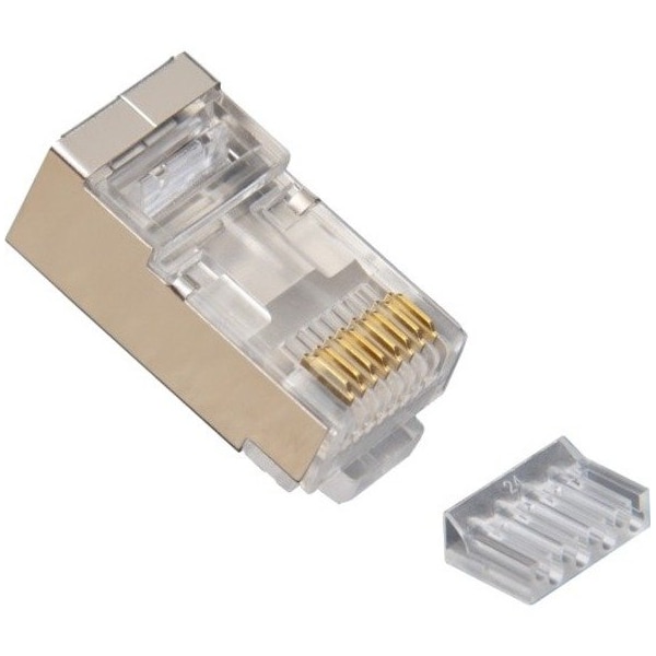Platinum Tools RJ45 8P8C SHIELDED CAT6 2 PC. CONNECTOR W/ LINER, ROUND SOLID, 3-PRONG. 10/CLA 106208C - main