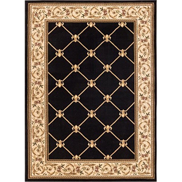 Infinity Home 9 ft. 2 in. x 12 ft. 6 in. Timeless Fleur De Lis Area Rug - Black 36238 - main