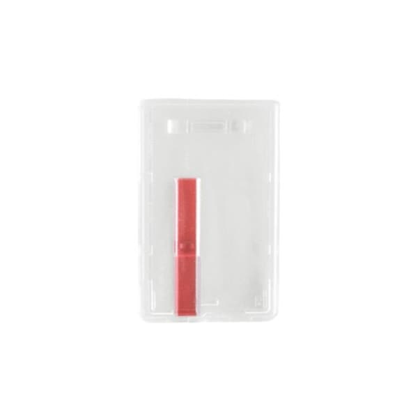 Brady BADGE HOLDER, 17S TRANSPARENT CLEAR, CARD DISPENSERS W/RED SLIDER 1840-6566 - main