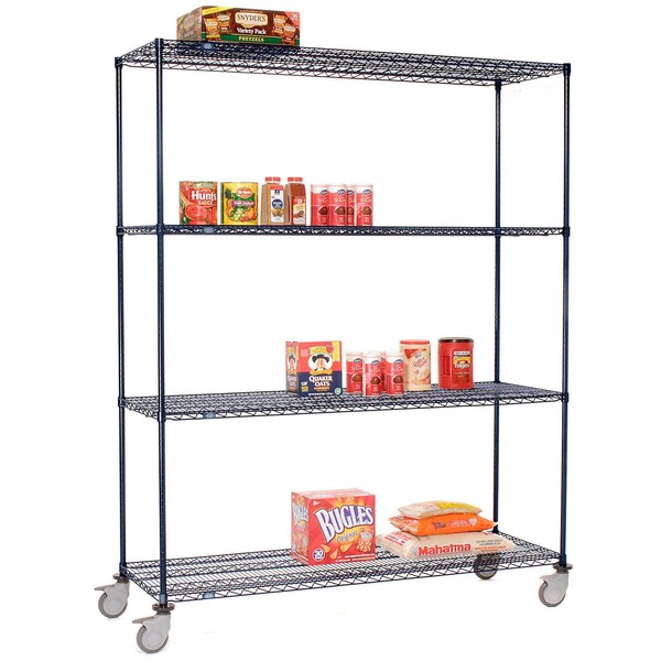 Global Industrial Nexel 4 Shelf Truck, Nexelon, 36"W x 24"D x 92"H, Polymer Swivel Casters, 2 Brake 188868 - main