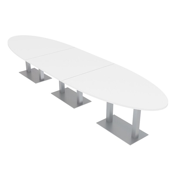 Skutchi Designs Oval Conference Table With Power Unit, 48 in W, 192 in L, White HAR-OVL-48X192-DOU-W960-NA - main
