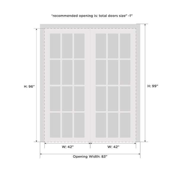 Sartodoors Closet Bypass Interior Door, 84" x 96", White QUADRO4117DBD-WS-8496 - main