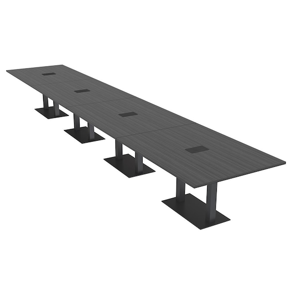 Skutchi Designs Rectangle Conference Table With Power, 48 in W, 264 in L, Grey HAR-REC-48X264-DOU.BK-WA7949-EBLK - main