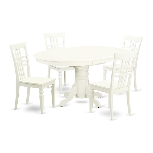 East West Furniture 5 Piece Dining Set, Linen White, 5PK AVLG5-LWH-W - main