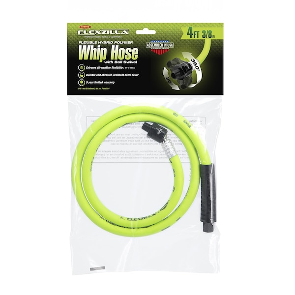 Flexzilla Whip Hose with Ball Swivel, 3/8" x 4 HFZ3804YW2B - main