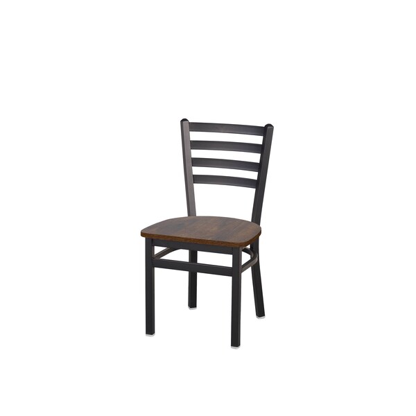 Bfm Seating Lima Ladder Back Chair - Vintage Walnut Relic Seat - Steel Frame - Sand Black Finish 2160CVWR-SB - main