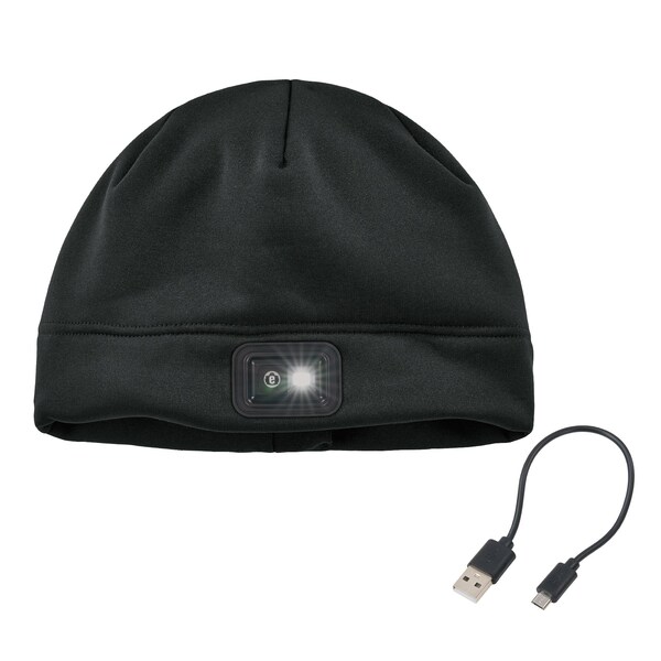 Ergodyne Black Winter Skull Cap with LED Rechargeable Light 6801 - main