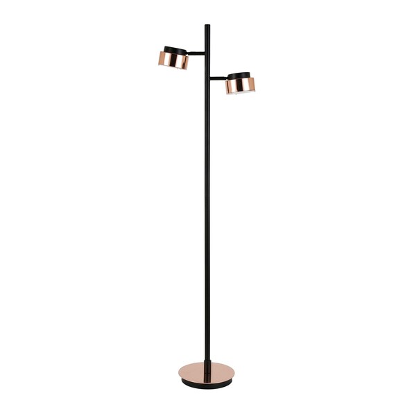 Homeroots 68" Black Two Light Tree Floor Lamp With Copper Bell Shade 523348 - main