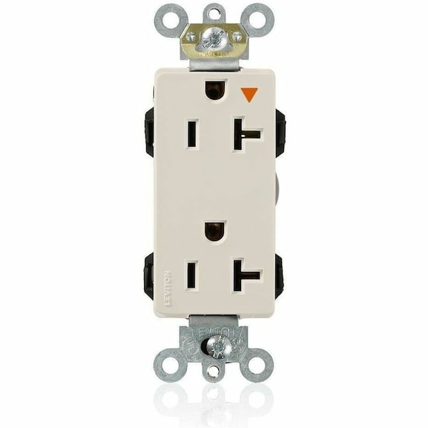 Leviton Straight Blade Receptacle, 5-20R, 20 A, 125V AC, Flush Mount, Isolated Ground M1636-IGT - main