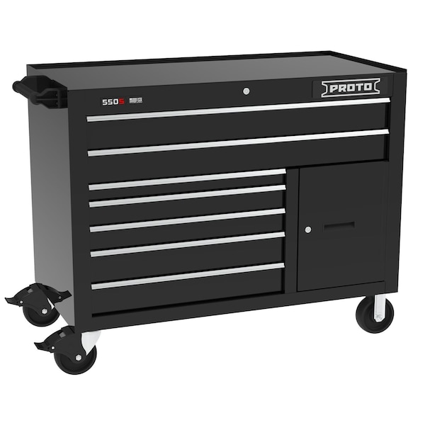 Proto 550 Series Rolling Tool Cabinet, 7 Drawer, Black, Steel, 50 in W x 25-1/4 in D x 41 in H J555041B-7BK-1S - main