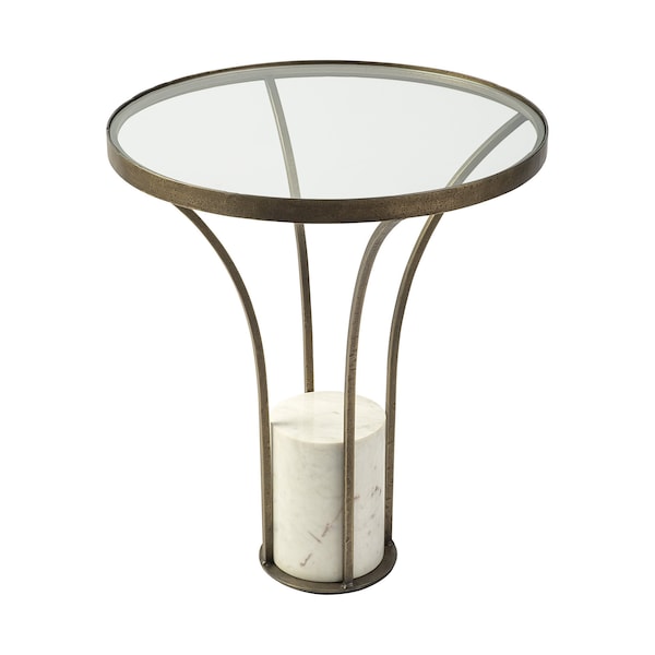 Homeroots 24" Black And White Glass Round End Table 380677 - main