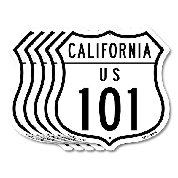 Signmission California Route Marker Shield Sign Us 1, 12 inch X 12 inch, Aluminum Metal Sign, 5PK SHI-A-5Pack-12-370 - main