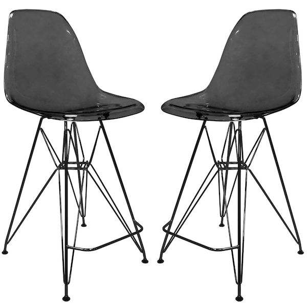 Leisuremod Cresco Acrylic Barstool - Modern ABS Plastic Counter Stool with Steel Legs & Footrest, 2PK CRBL-30TBL2 - main