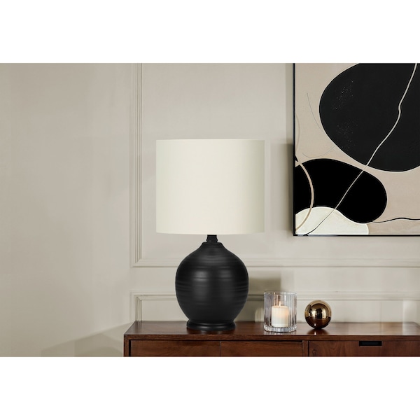 Monarch Specialties Lighting, 17 in.H, Table Lamp, Black Ceramic, Ivory / Cream Shade, Transitional I 9739 - main