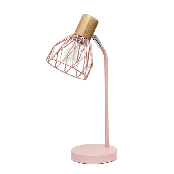 Homeroots 18" Light Pink Iron Table Lamp With Light Pink Globe Shade 646305 - main