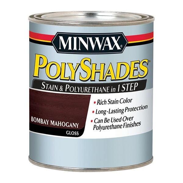 Minwax 1/2 Pt Minwax 21480 Bombay Mahogany PolyShades Wood Stain And Polyurethane Gloss 21470 - main