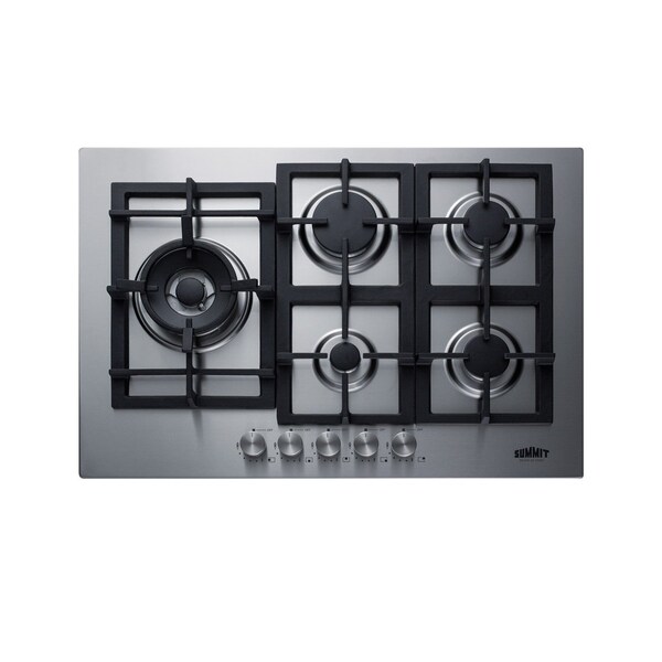Summit 30in Wide 5-Burner Propane Gas Cooktop In Stainless Steel _x000D_ GCJ5SSLP - main