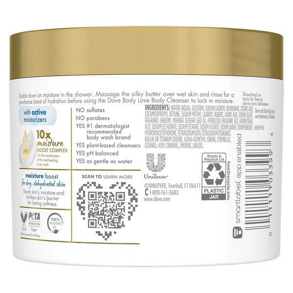 Dove Body Love Moisture Boost Cleanser Shower Cleansing Butter, 10 Ounce, 12PK 69550319 - main