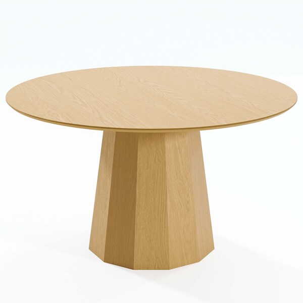 Homeroots 52" Natural Wood Pedestal Base Round Top Dining Table 721091 - main