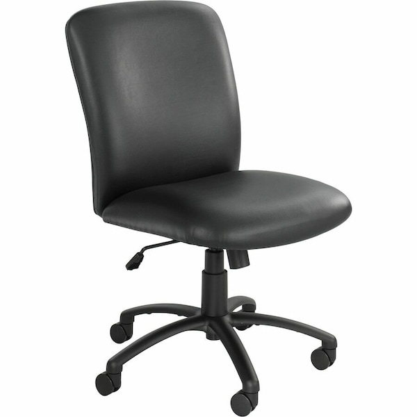 Safco Uber Chair, Black Seat, Black Back, 27 in W Seat: 20-3/4" L 44-3/4" H, No Arm, Vinyl Seat 3490BV - main