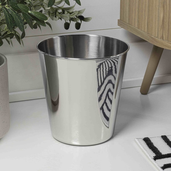 Happimess Nolan Modern Classic Smooth Steel 2 Gal Waste Bin, Polished Steel, 2PK HPM1113D-SET2 - main