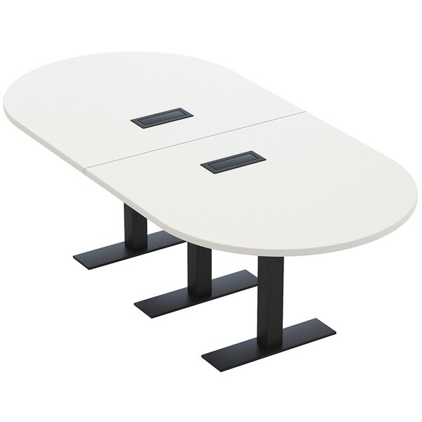 Skutchi Designs 8ft Racetrack Conference Table With Power | Harmony Series | 8 Person Meeting Room Table HAR-RAC-48X96-T.BK-W960-EBLK - main