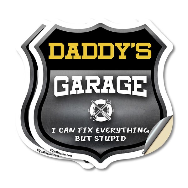 Signmission Daddy's Garage I Can Fix Everything But Stupid, 4 inch X 4 inch, Vinyl Decal, 2PK SHI-D-2PACK-4-490-DADDY - main
