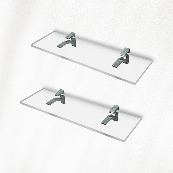 Fab Glass And Mirror Acrylic Shelf 6 x 11.5inces Chrome Bracket 3/4in Thickness Acrylic Pack of 2 AS19SC-6x11CH2P - main