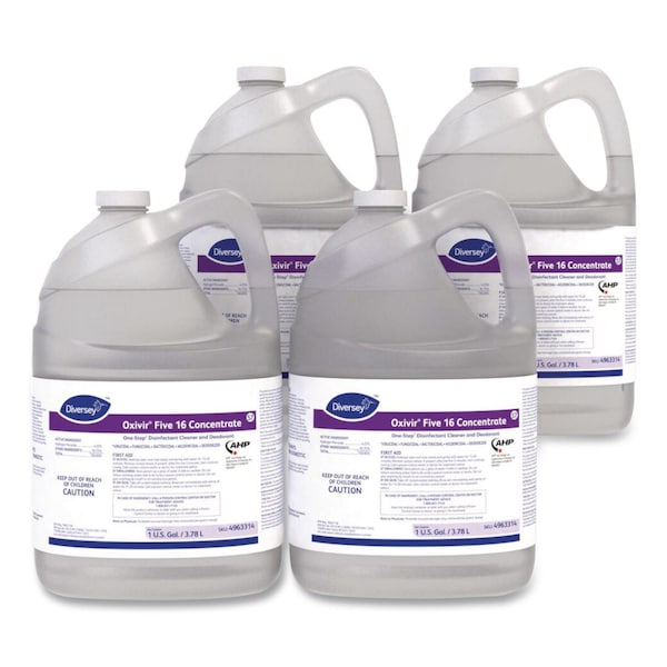 Oxivir Cleaners & Detergents, 1 gal. Bottle, Unscented, Colorless, 4 PK 4963314 - main