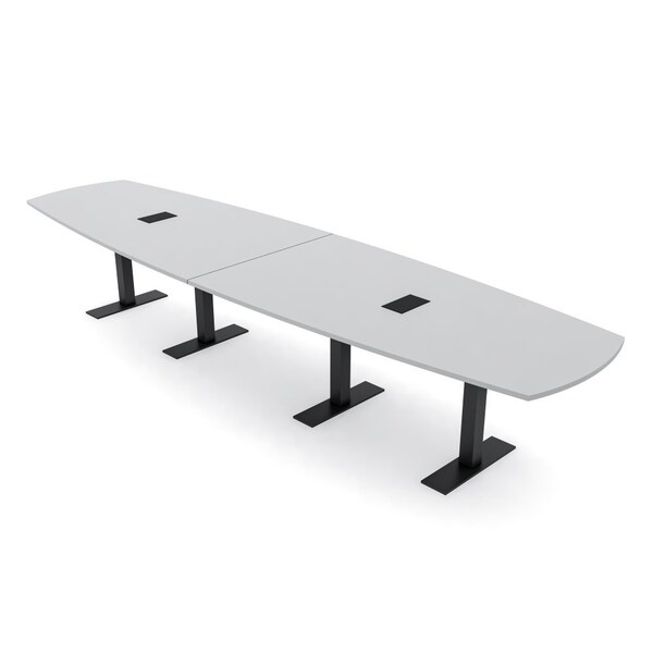 Skutchi Designs Arc Boat Conference Table With Power, 48 in W, 168 in L HAR-ABOT-48X168-T.BK-U779-EBLK - main