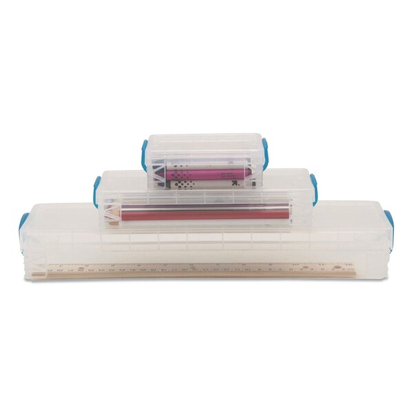 Super Stacker School Kit with Crayon Box, Pencil Box and Ruler Box, Clear/Blue, 3PK 38714 - main