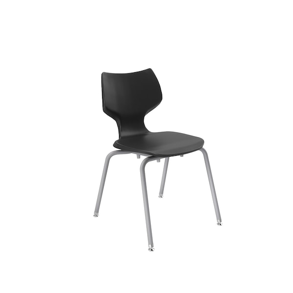 Flavors 18" A Stack Chair, Platinum Frame, Nylon Glide, Black 11849 - main