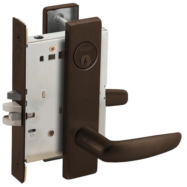 Schlage Grade 1 Mortise Storeroom Lock, Conventional Cylinder, 07 Lever, L Escutcheon, Dark Oxidized Satin L9080P 07L 613 - main