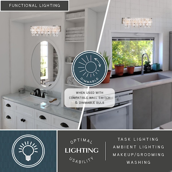 Vaxcel Elsa 4 Light Satin Nickel Capiz Shell Coastal Bathroom Vanity Fixture W0271 - main