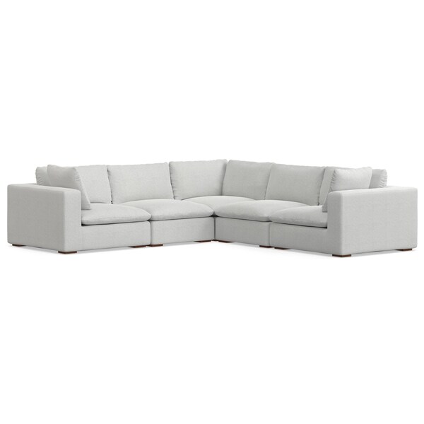 Homeroots 125" Gray Fabric Modular Sofa With Brown Legs 641869 - main