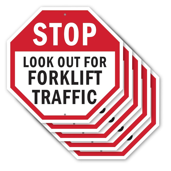 Signmission Stop Look Out for Forklift Traffic, 10 inch X 10 inch, Aluminum Metal Signs, 5PK OC-A-5Pack-10-41 - main