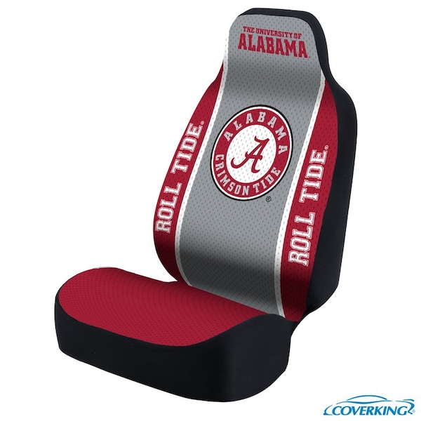 Coverking UNIV ULTISUEDE SEAT COVER 1PC UNIV OF AL GREY/RED ROLL TIDE SEAT BACK W/BLACK INTERLOCK BACKING USCSELA149 - main
