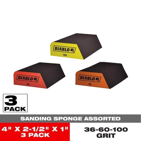 Diablo Assorted Dual-Edge Sanding Sponges 3-Piece DFBCOMBAST03G - main