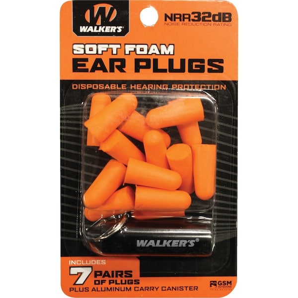 Walkers Soft Foam Neon Orange Ear Plugs, 7-Pair GWP-PLGCAN-OR - main