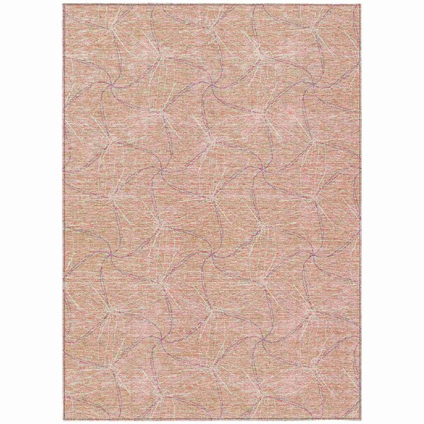 Homeroots 10' X 14' Pink And Ivory Geometric Washable Indoor Outdoor Area Rug 614106 - main
