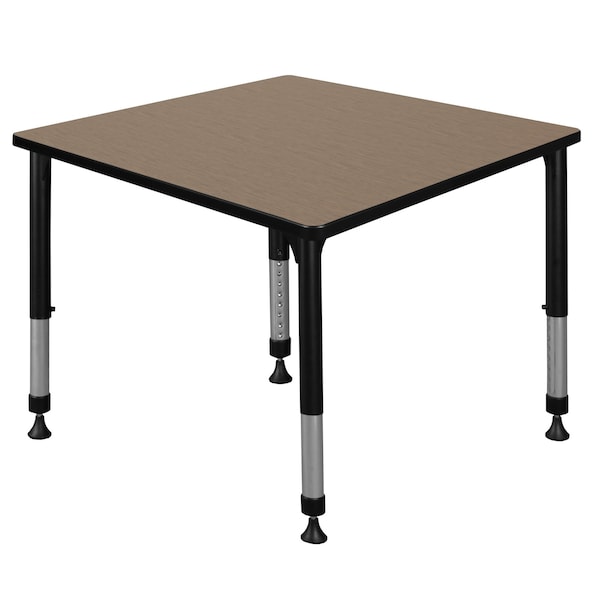 Regency Square Kee Height Adjustable Classroom Activity Table, 36 in W, 36 in L, Noble Oak TB3636NOAPBK - main