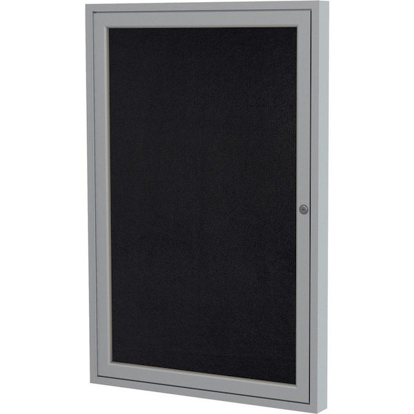 Ghent Enclosed Rubber Bulletin Board 24"x18", 1 Hinged Door, Black PA12418TR-BK - main