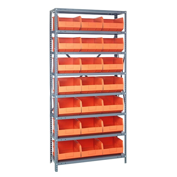 Quantum Storage Systems STEEL SHELVING UNIT W/ 21 BINS ORANGE 2475-485OR - main